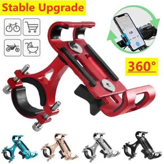 360° Rotating Metal Phone Holder – Aluminum Alloy Anti-Slip Bracket for Motorcycle & Bicycle, GPS Clip Mount for iPhone