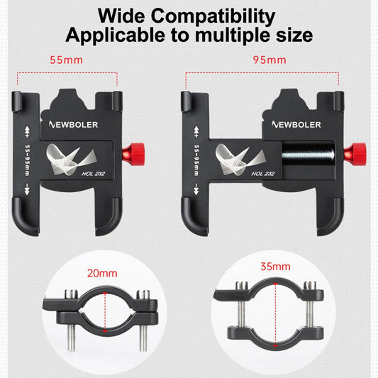 Aluminum Alloy Bicycle Phone Holder – 360° Rotatable & Adjustable MTB Phone Mount